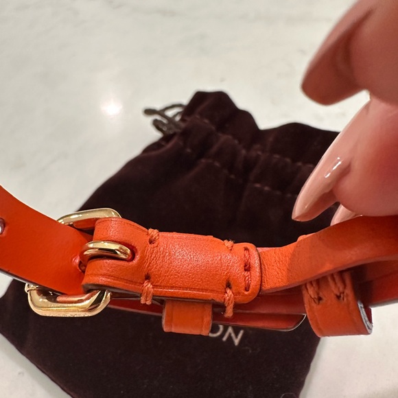 AUTHENTIC LOUIS VUITTON LEATHER BRACELET MAISON FONDEE EN 1854 ORANGE GOLD - Picture 5 of 10
